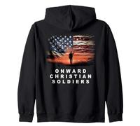Onward Christian Soldiers - Faith Vintage Flag USA Graphic Zip Hoodie
