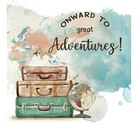 Onward to Great Adventures! Baby Shower Guest Book: Sign-In for Boy or Girl to Include Gift Log, Advice for Parents, Wishes for Baby, Photo Pages, and ... | Vintage Suitcase and Globe Travel Theme