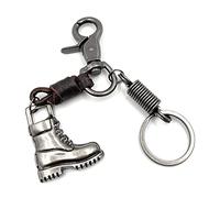 Onwomania Boot Leather Craftsman Keyring Metal Lucky Charm in Aluminium Gift Box, Ideal as a Gift, silver, One Size