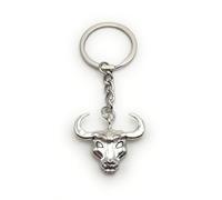 Onwomania Buffalo Bull Horns Keyring Metal Silver Key Rings Car Organiser Gifts for Birthday Men Women and Children