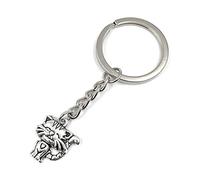 Onwomania Cat Grinning Sitting with Moustache Keyring Metal Lucky Charm in Aluminium Gift Box, Ideal as a Gift, silver, One Size