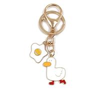 Onwomania - Chicken fried egg keyring made of metal, e.g. for the best friend, best friend, mum - for men, women and children