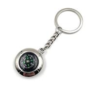 Onwomania Compass Keyring Metal Lucky Charm in Aluminium Gift Box, Ideal as a Gift, silver, One Size