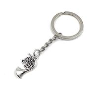 Onwomania French Horn Tuba Trumpet Keyring Metal Lucky Charm in Aluminium Gift Box, Ideal as a Gift, silver, One Size