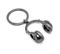 Onwomania Headphones On Ear Music Keyring Metal Black Key Rings Car Organiser Gifts for Birthday Men Women and Children