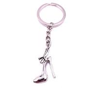 Onwomania High Heel Shoe Ballerina Pumps Small Keyring Metal Lucky Charm in Aluminium Gift Box, Ideal as a Gift, silver, One Size