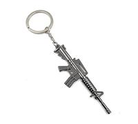 Onwomania Keychain AK47 Gun Pistol Silver Metal Pendant Charm