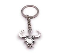Onwomania Keychain Bull's head plain bull's head antler silver Charm Chain Key Ring