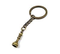 Onwomania Keychain Chess King Figure Game Bronze Metal Pendant Charm