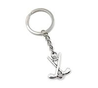 Onwomania Keychain Hockey rackets ball team sports silver Charm Chain Key Ring