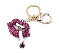 Onwomania Lips Pink Cigarette Keyring Metal Lucky Charm in Aluminium Gift Box, Ideal as a Gift, gold, One Size
