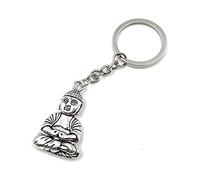 Onwomania Mönsch Buddha Keyring Metal Lucky Charm in Aluminium Gift Box, Ideal as a Gift, silver, One Size