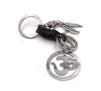 Onwomania Om Yoga Goa Keyring Metal Lucky Charm in Aluminium Gift Box, Ideal as a Gift, silver, One Size