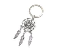 Onwomania Onlineworld2013 Key Chain Dreamcatcher with 3 Feathers Silver Metal Pendant Charm