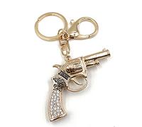 Onwomania Onlineworld2013 Key Chain Gun Glitter Rhinestone Weapon Dangerous Metal Pendant Charm