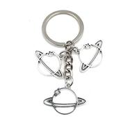 Onwomania Planeten Pluto Saturn Jupiter Metal Keyring Lucky Charm in Aluminium Gift Box, Ideal as a Gift, silver, One Size