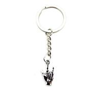 Onwomania Rock Sign Hand Peace Keyring Metal Lucky Charm in Aluminium Gift Box, Ideal as a Gift, silver, One Size