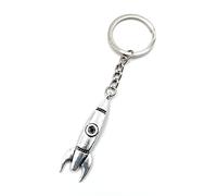 Onwomania Rocket Space Space Keyring Metal Lucky Charm in Aluminium Gift Box, Ideal as a Gift, silver, One Size