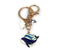 Onwomania - Whale dolphin sea wave - key ring made of metal, e.g. for the best friend, best friend, mum - for men, women and children
