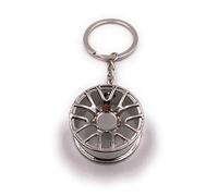 Onwomania Wheel Rim Car Rim Tyre Keyring Metal Lucky Charm in Aluminium Gift Box, Ideal as a Gift, silver, One Size
