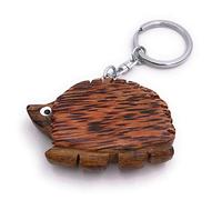 Onwomania Wooden Key Chain Hedgehog Mammal Forest Animal Sting Animal Pendant Charm