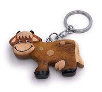 Onwomania Wooden Key Ring Cow Cattle Beef Calf Udder Animal Dairy Cow Farm Pendant Charm