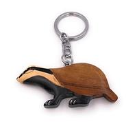 Onwomania Wooden keychain badger predator marten animal forest pendant charm