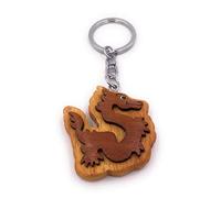 Onwomania Wooden keychain dragon fairy tale mythology fire-breathing pendant charm