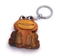 Onwomania Wooden Keychain Frog Vertebrate Amphibian Toad Lurch Pendant Charm
