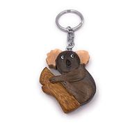 Onwomania Wooden Keychain Koala Dog Mammal Australia Zoo Animal Pendant Charm