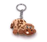 Onwomania Wooden keyring Cow Farm Flower Beef Calf Animal Dairy Cow Pendant Charm