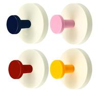 ONXE Adhesive Wall Hooks No Damage Extra Sticky Storage Hooks - Holds 12 LB Heavy Duty for Towel, Shower, Coat & Bathroom Door,Wardrobe Door Hanger, 4 Pack (Red/Pink/Navy Blue/Yellow)