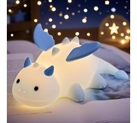 ONXE Cute Dragon Night Light, 7 Colors Changing and Dimmable Nursery Nightlight for Kids, Rechargeable Silicone Bedside Lamp with Timer, Gift for Boys and Girls (Blue)
