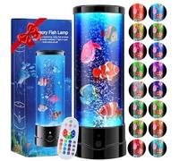 ONXE Electric Bubble Fish Tank Table Lamp with Remote 16 Color Changing Fake Aquarium Night Light with Lifelike Fishes Gifts for Kids Men Women Home Decor Sensory Mood Light for Relax