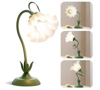 ONXE Flower Table Lamp, LED Reading Bedside Night Light, 3 Color Modes Dimmable Vintage Lighting Desk Lamp, Bedside Lamps for Home Bedroom Living Room Decoration
