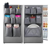 ONXE Mini Fridge Organizer Storage 65" x 12.6", Mini Fridge Caddy Hanging Organizer with 15 Extra Large Pockets for Dorm, Pantry, Plate, Silverware, Spice, Cutlery, Napkins, Other Daily Stuff (Grey)
