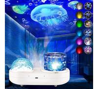 ONXE Ocean Projector Night Light, 360°Rotating Kids Night Light with 7 Films and Timer Sensory Lights, Bedroom and Ceiling Projector, Gifts for Children and Adults