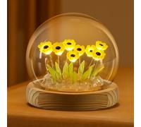 ONXE Tulip Night Light LED Decorations Lamp,Birthday Mothers Day Gifts for Girlfriend Mom Women Her Wife Sister Girls,Artificial Tulips Bedroom Flower Table Lamp in Glass Dome (USB Powered)