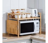 Onxyrbyte Kitchen Counter Organizer Shelf Stand,Microwave Oven Storage Rack,Wooden Microwave Stand Shelf,Large Storage Capacity,Durability And Strong,Suitable For Microwave Oven