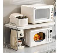 Onxyrbyte Over Microwave Shelf Unit,Microwave Oven Rack Stand,Kitchen Shelf,Higher Guardrail,Durability And Strong,Smooth Surfaces,Suitable For Kitchen,Closet,Other Storage Areas