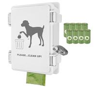 Onybte Dog Poop Bag Dispenser | Wall Mount Outdoor Pet Poop Bag Holder | White Dispenser + 8 Rolls + Lock