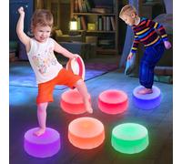 Onyoloy Kids Light Up Stepping Stones - 6 Non-Slip Stepping Stones, Each with 7 LED Light Colors, Indoor Obstacle Training Balance Stepping Stone Toys for Kids Ages 3 and Up.