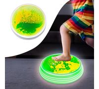 Onyoloy Liquid Light Up Stepping Stone - 1 Round Yellow-Green Liquid Stepping Stone with 7 Light Up Colors, Indoor Obstacle Training Balancing Stepping Stone Toy for Kids Ages 3 and Up.