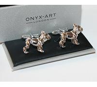 Onyx Art Novelty Cufflinks - Bulldog Design *Boxed* Gift NEW