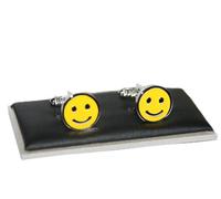 Onyx Art Novelty Mens Cufflinks - Smile Yellow Happy Face Design *NEW* Boxed