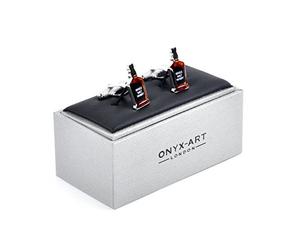 Onyx Art Single Malt Whiskey Bottle Design Cufflinks in Gift Box London Bar Drinks CK1018