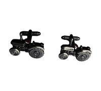 Onyx Art Tractor Cufflinks Burnished Silver Gift Boxed - Farmer Farm Driver