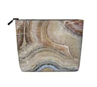 Onyx Stone Pale Blue Print, Cosmetic Bag Imitation Linen Makeup Bag Portable Travel Toiletry Bag