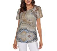 Onyx Stone Pale Blue Women's Short-Sleeve T Shirts Cute Comfy Elasticity Round Neck Summer Tops