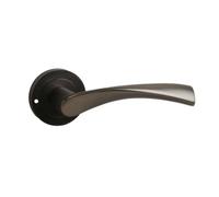 Onyx Twirl Push Button Privacy Lever on Rose Door Handle in Gunmetal